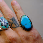 Vintage Sterling Turquoise Roper Ring 7.25
