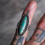 Vintage Sterling Turquoise Trading Post Ring 4.75