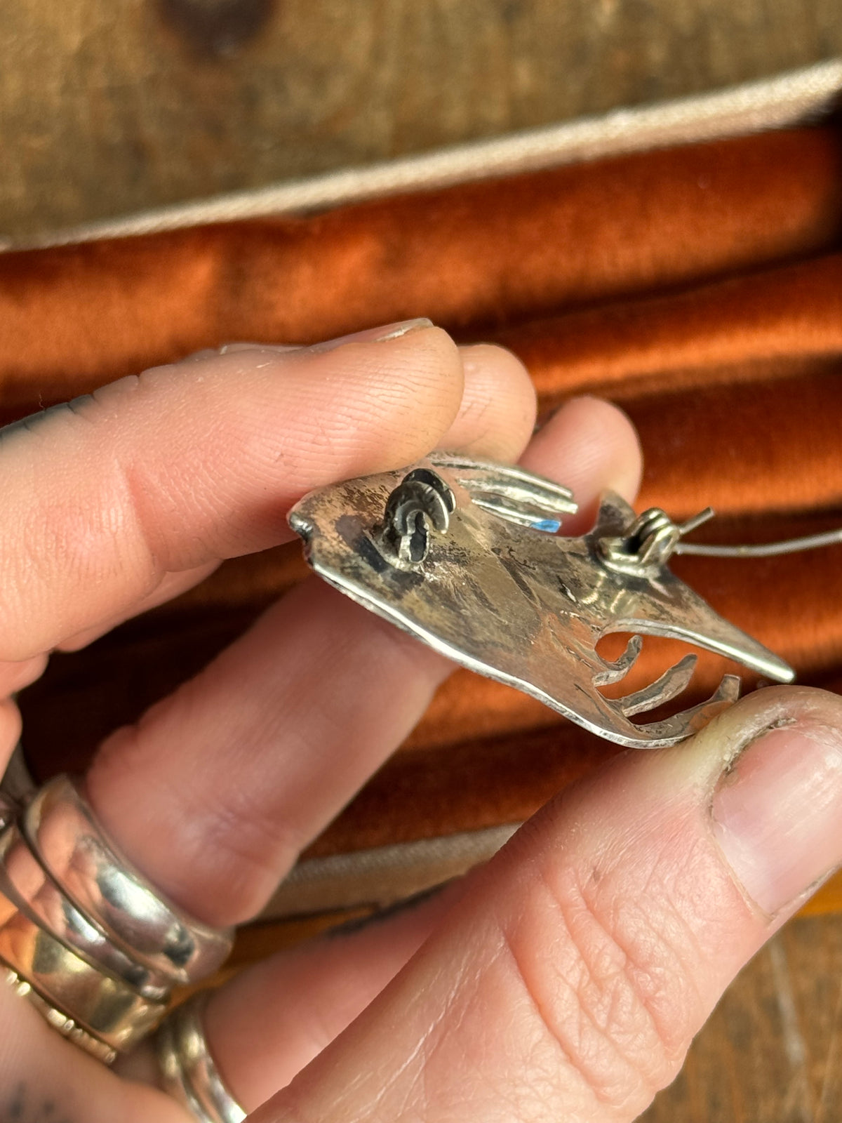 Vintage Sterling Silver Abalone Inlay Fish Pin