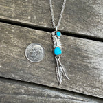 Vintage Sterling 2-Stone Turquoise Feather Necklace