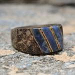 Vintage Sterling Sodalite Inlay Striper Ring 7