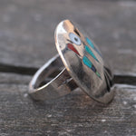 Vintage Sterling Thunderbird Inlay Ring 5.5