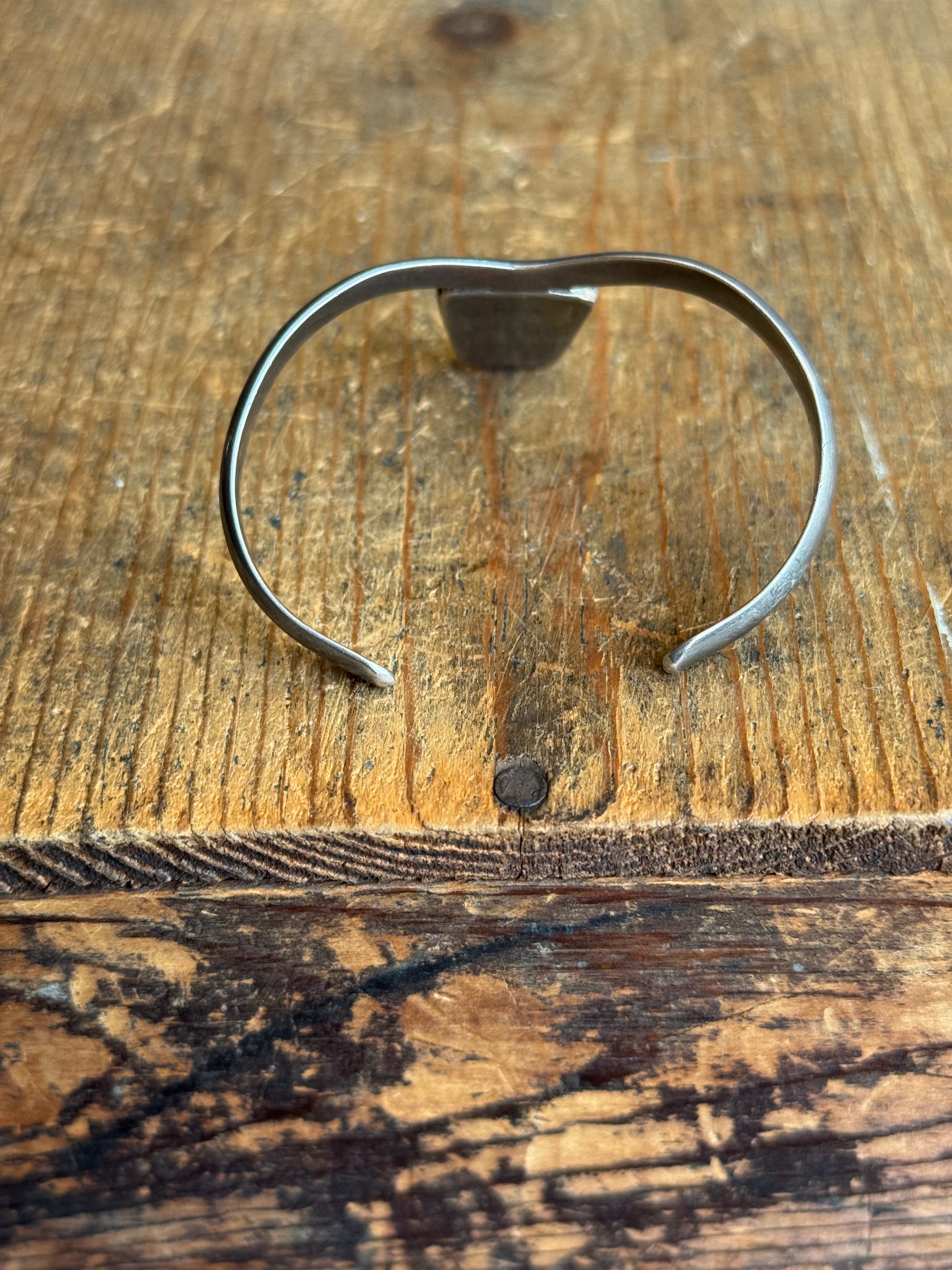 Vintage Sterling Silver Jasper Chevron Cuff