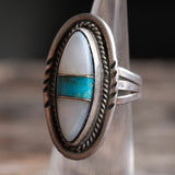 Vintage Sterling Multistone Inlay Ring 5.25