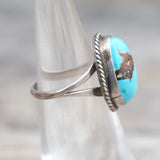 Vintage Sterling Turquoise Roper Ring 4.5