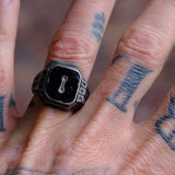 Vintage Sterling I Initial Signet Ring 9.25