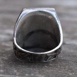 Vintage Sterling Turquoise Thunderbird Ring 7.5