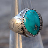 Vintage Sterling Turquoise Stamped Band Ring 6.5
