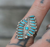 Vintage Sterling Turquoise Cluster Ring 4.75