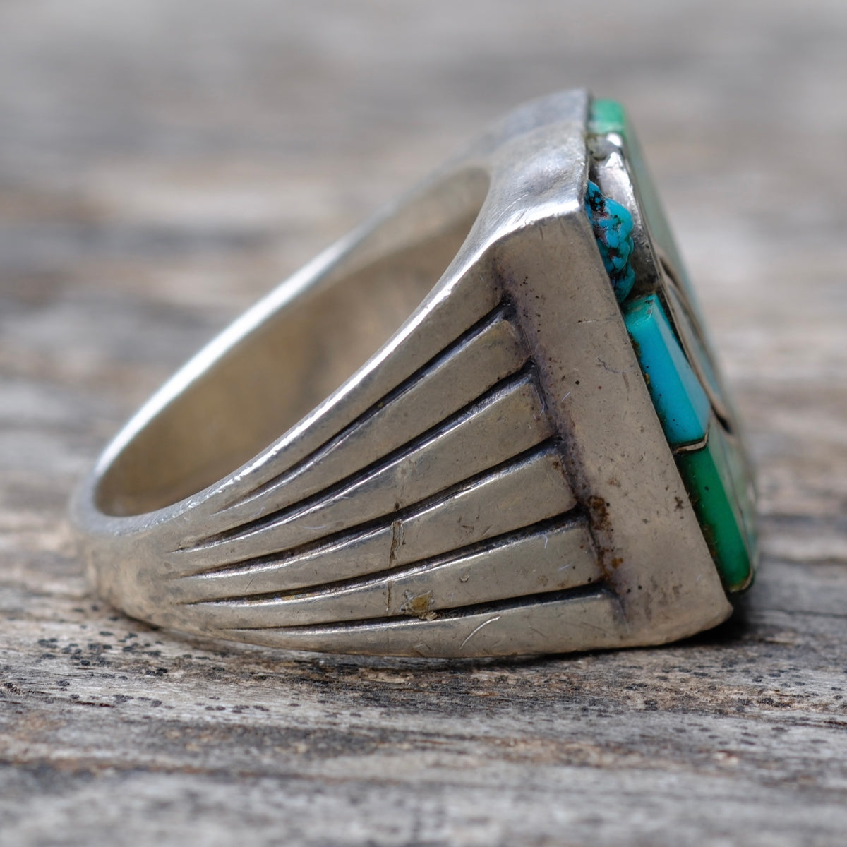 Vintage Sterling Turquoise Inlay Ring 9