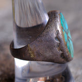 OLDER Vintage Sterling Turquoise Inlay Pinwheel Ring 9.75