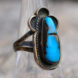 Vintage Sterling Turquoise Florette Ring 7.25