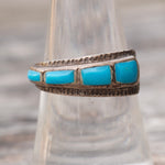 Vintage Sterling Turquoise Inlay Band 7.75