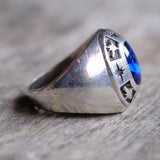 Vintage Sterling Blue Glass Star Burst Ring 10.5