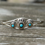 Vintage Sterling Turquoise Bear Paw Cuff