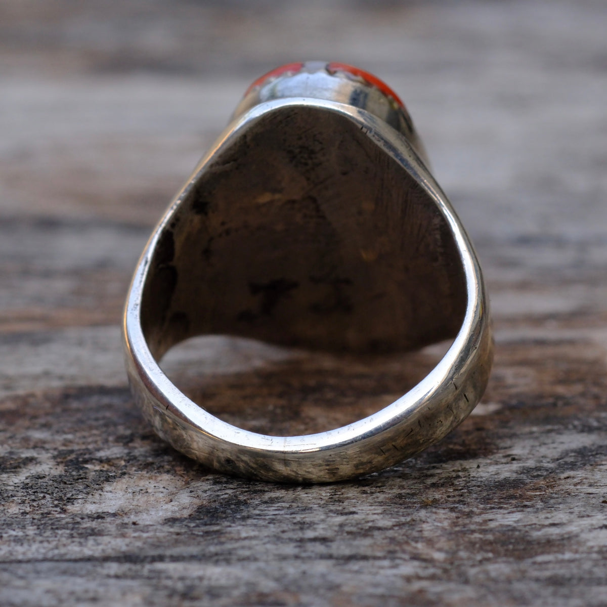Vintage Sterling Multi Stone Inlay Ring 7