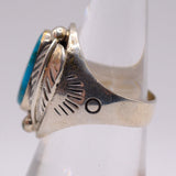 Vintage Sterling Turquoise Feather Ring 6.75