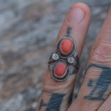 Vintage Sterling 2-Stone Coral Band 4