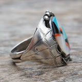 Vintage Sterling Zuni Inlay Stamped Band Ring 11