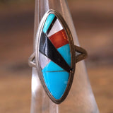 Vintage Sterling Zuni Inlay Ring 6.5