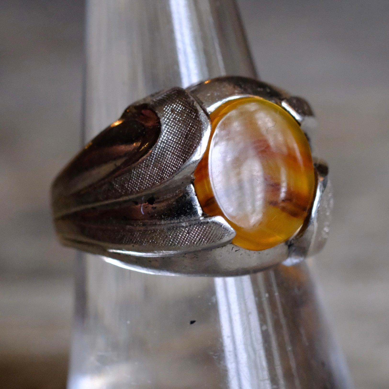 Vintage Sterling Agate Ring 7.5