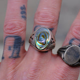 Vintage Sterling Abalone Thunderbird Ring 10.75