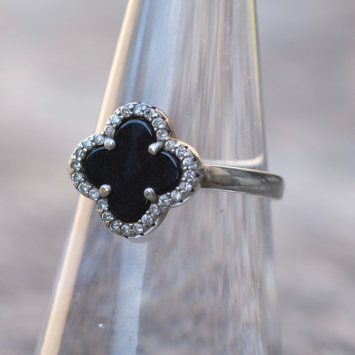 Sterling Silver Clover CZ Ring 6
