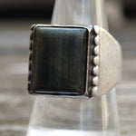 Vintage Sterling Dark Tigers Eye Signet Ring 9