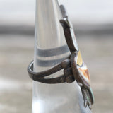 Vintage Sterling Inlay Owl Ring 5.75