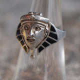 Vintage Sterling Silver Pharoah Poison Ring 5.75