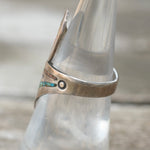 Vintage Sterling Turquoise and Coral Inlay Overpass Ring 5.75
