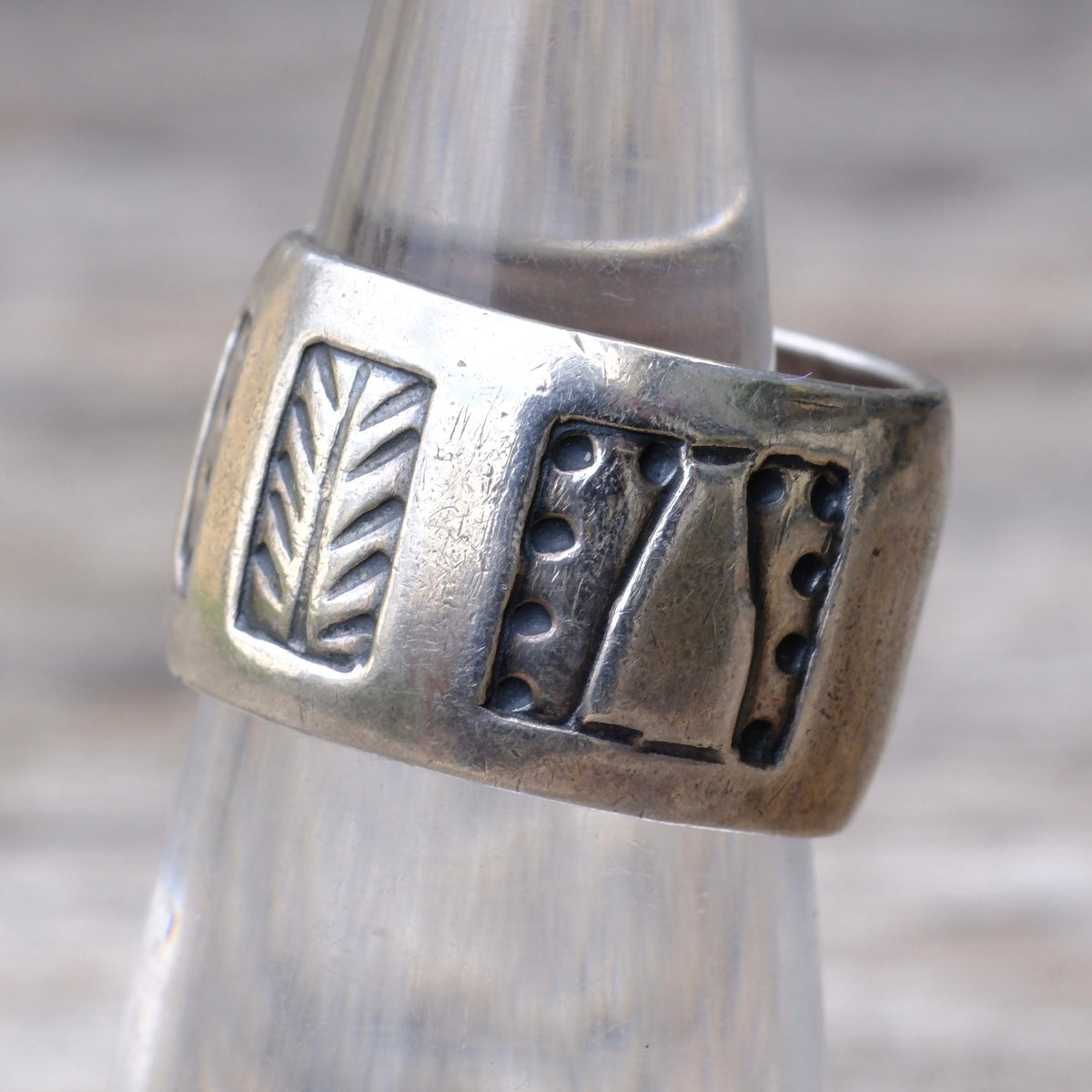 Vintage Sterling Chunky Stamped Band Ring 5