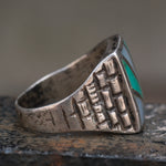Vintage Sterling Turquoise and Mother Of Pearl Sunrise Ring 10.75