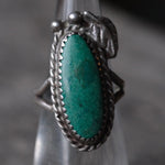 Vintage Sterling Turquoise Feather Ring 4.5