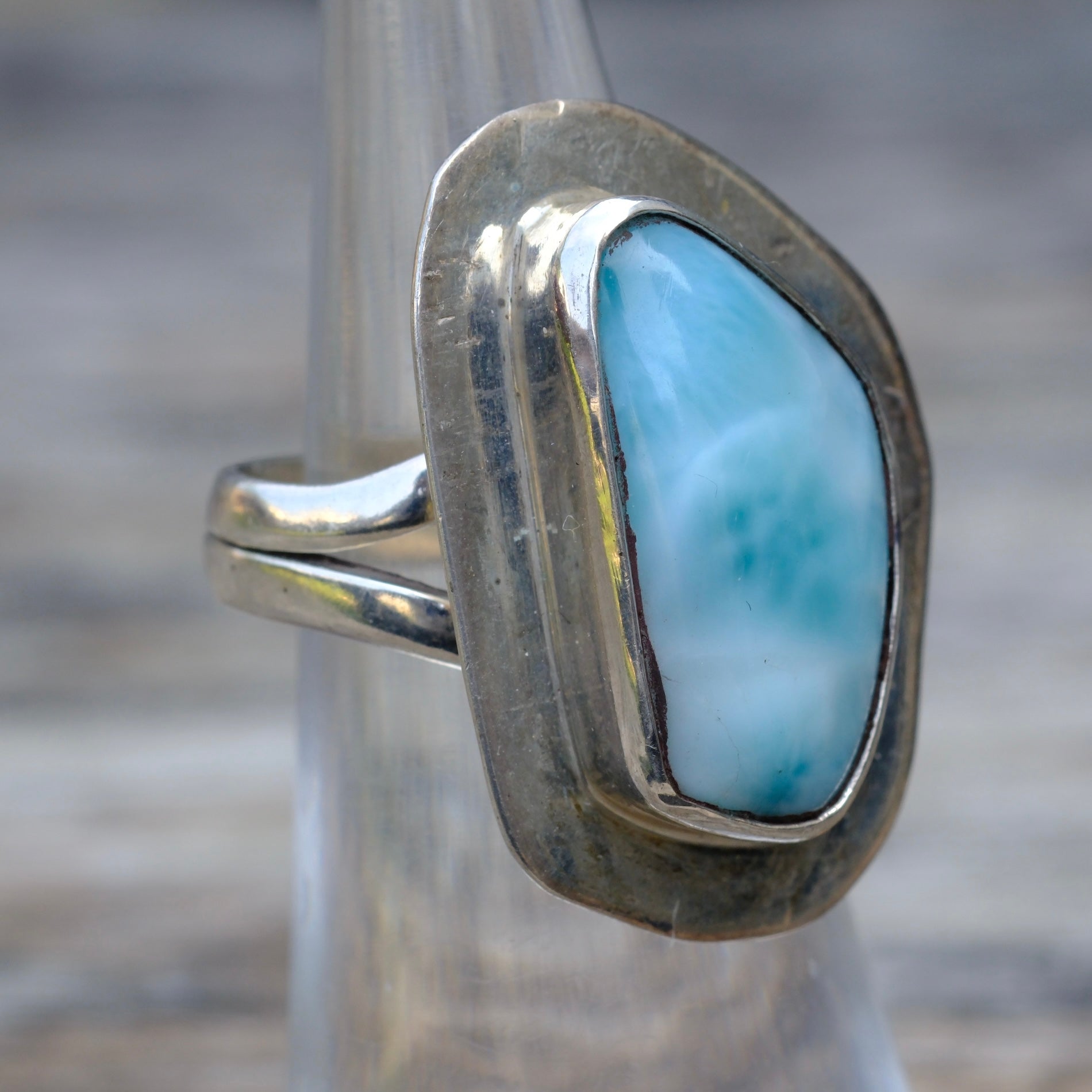 Vintage Sterling Larimar Ring 6.5