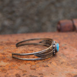 Vintage Sterling Turquoise Feather Cuff