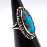 Vintage Sterling Turquoise Roper Ring 6.5
