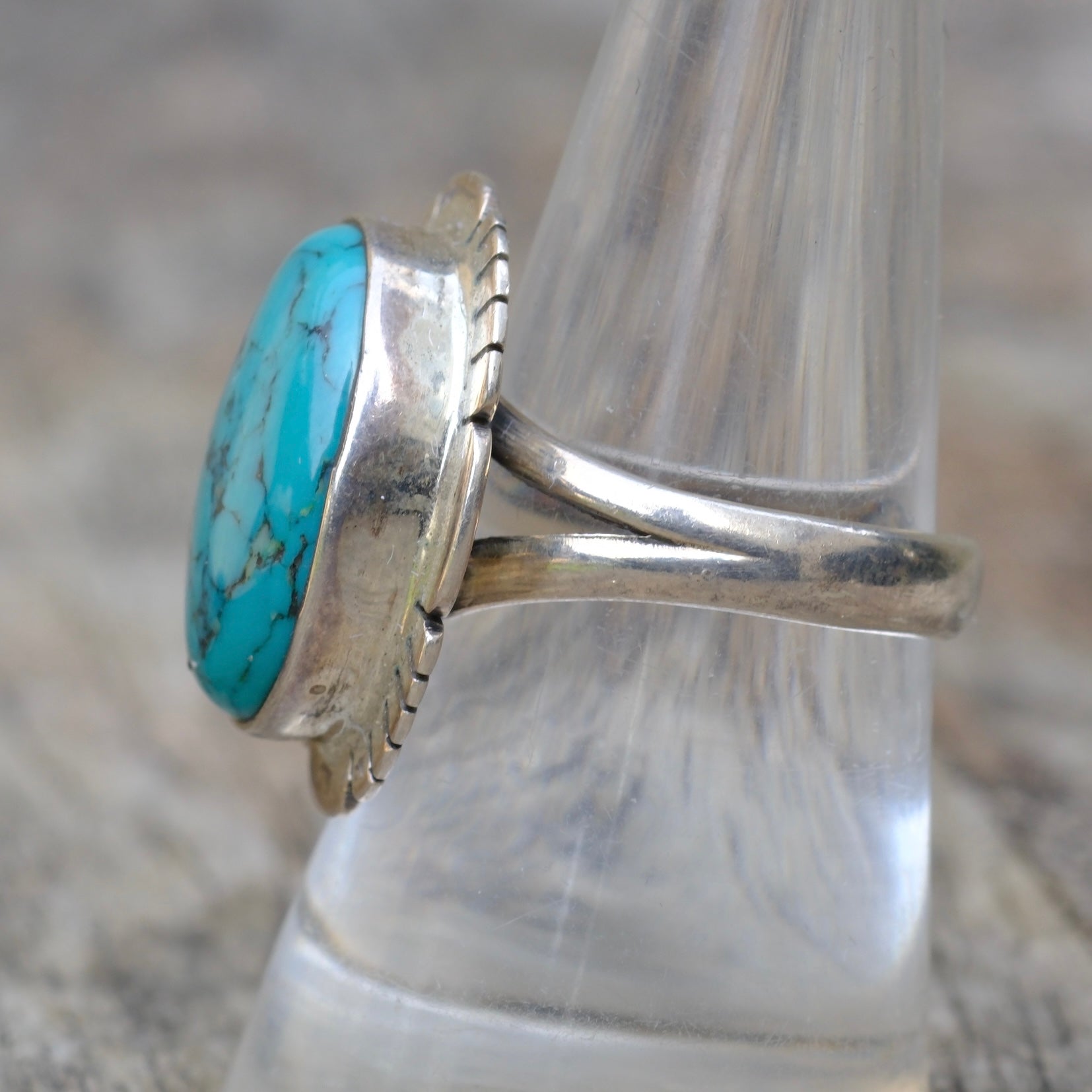 Vintage Sterling Turquoise Ring 8.25