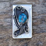 Vintage Turquoise Feather Money Clip