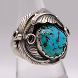 Vintage Sterling Turquoise Feather Ring 9
