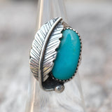 Vintage Sterling Turquoise Feather Ring 5.5