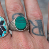 Vintage Sterling Malachite Ring 13