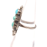 Vintage Sterling 3-Stone Turquoise Ring 5.5