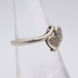 Vintage Sterling Double Heart Marcasite Ring 6
