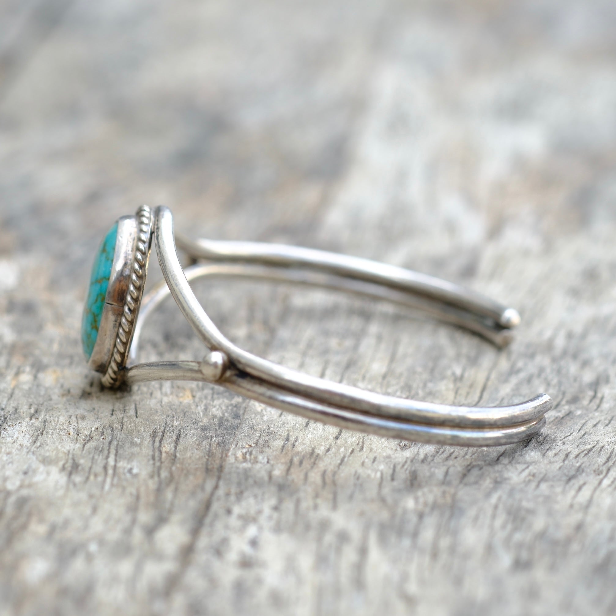 Vintage Sterling Turquoise Roper Cuff Bracelet