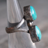 Vintage Sterling 2-Stone Turquoise Ring 5