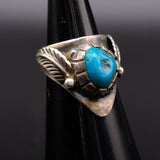Vintage Sterling Turquoise Feather Ring 4