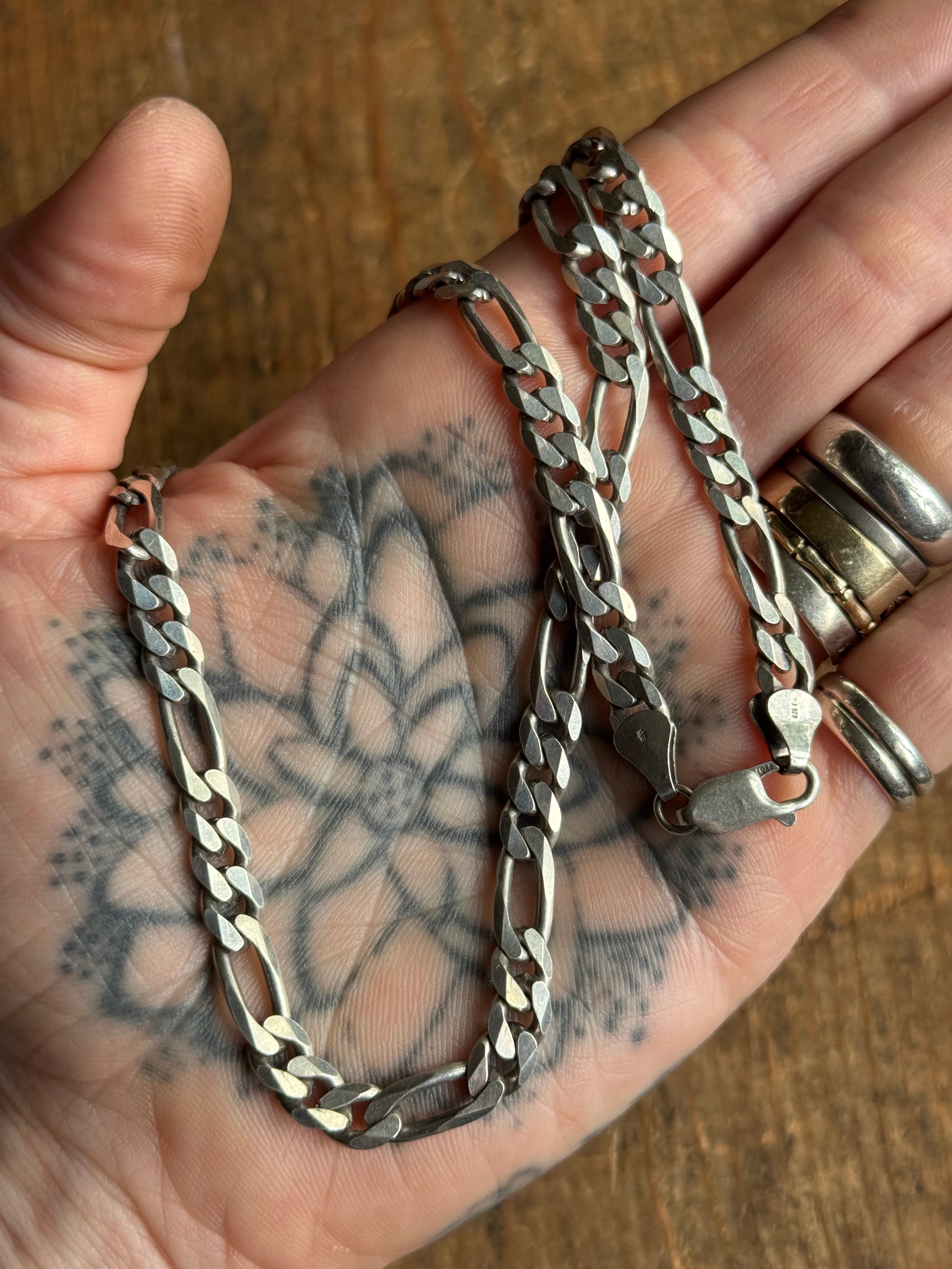 Vintage Sterling Silver 17.5” Figaro Chain