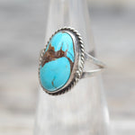 Vintage Sterling Turquoise Roper Ring 4.5