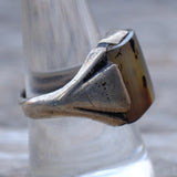 Vintage Sterling Agate Signet Ring 8.75